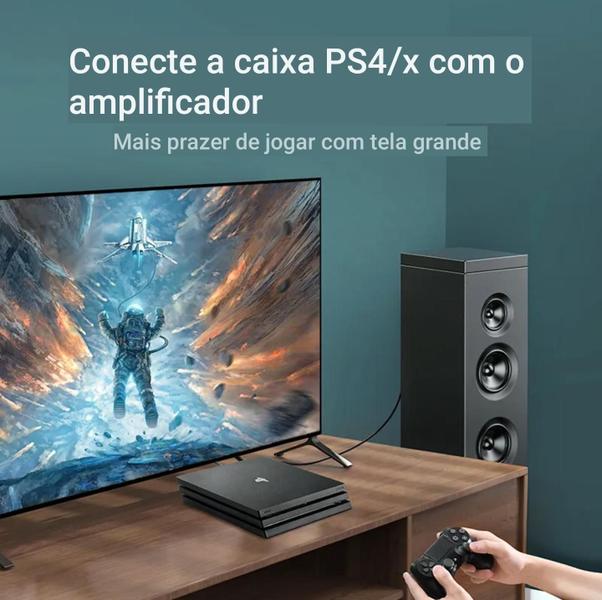 Imagem de Cabo Óptico Áudio Digital Toslink Spdif Fibra Ótica 2 Metros