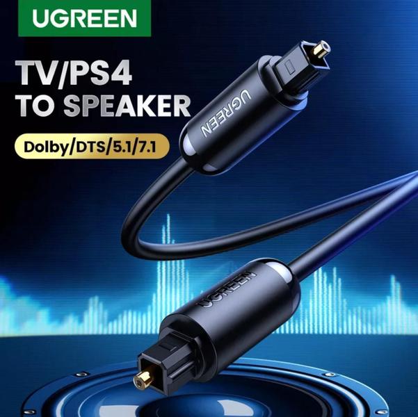 Cabo Óptico Áudio Digital Toslink Spdif Fibra Ótica 2 Metros - Ugreen Imagem de Cabo Óptico Áudio Digital Toslink Spdif Fibra Ótica 2 Metros