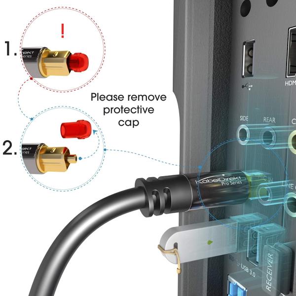 Imagem de Cabo óptico de áudio TOSLINK para TOSLINK 3m para barras de som