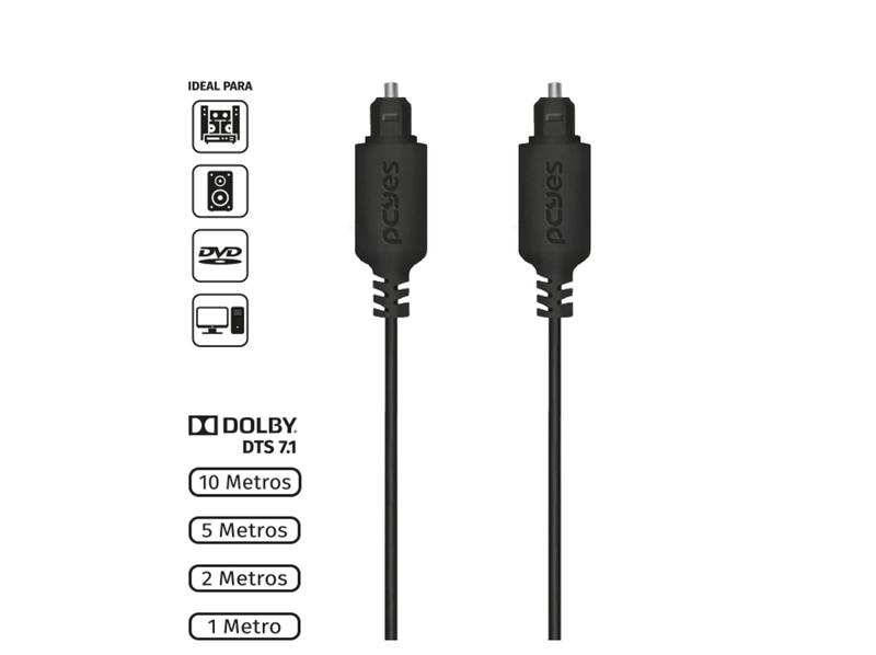 Imagem de Cabo óptico digital toslink macho 2 metros  POD-2 PCYES