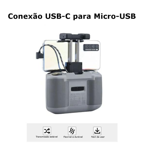Cabo OTG USB-C Micro-USB DJI Mini 2/3/Air 2S/Mavic 3 e DJI Pocket - ProAventura Imagem de Cabo OTG USB-C Micro-USB DJI Mini 2/3/Air 2S/Mavic 3 e DJI Pocket