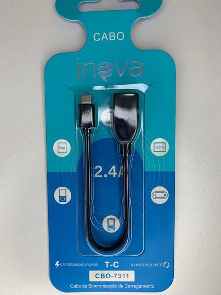 Cabo Otg Usb Tipo C 2.4a Cbo-7311 Inova Preto23 Imagem de Cabo Otg Usb Tipo C 2.4a Cbo-7311 Inova Preto23