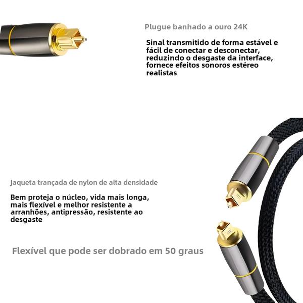 Imagem de Cabo Ótico Digital Toslink/SPDIF/Coaxial - Alta Qualidade para Áudio e Blu-ray