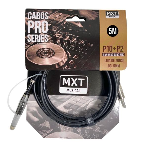 Imagem de Cabo P10 Mono P2 Estereo Blindado Ponta Banhada Ouro 24k Mxt 5m