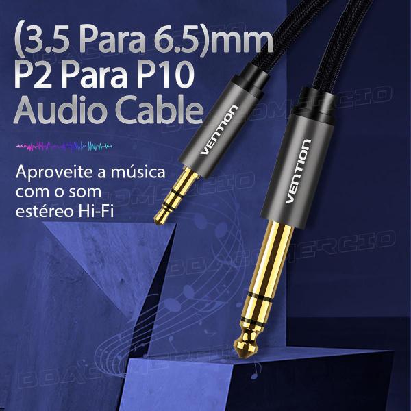 Imagem de Cabo P10 P2 Audio Auxiliar Celular Caixa Som Musica Blindado