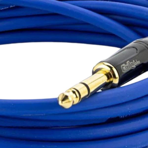 Imagem de Cabo P10 para P10 Estereo Profissional - Azul 1 Metro