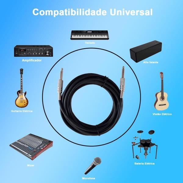 Imagem de Cabo P10 X P10 Para Bateria Elétrica Guitarra Violão Mixer Amplificador