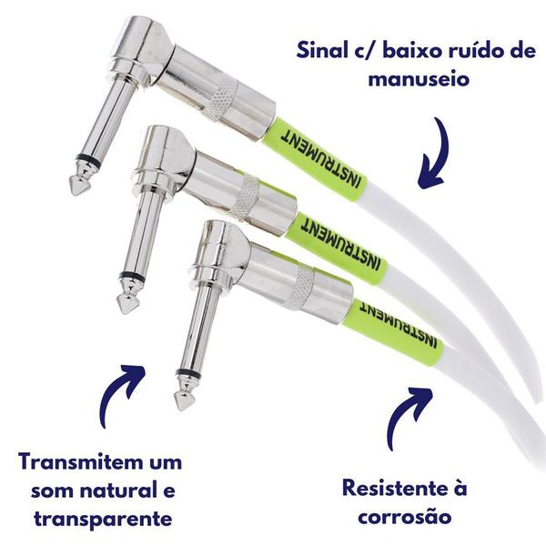 Imagem de Cabo P10L X P10L Guitarra Pedal/Pedal 15,24cm Pacote Com 3 Branco P06051 Ernie Ball