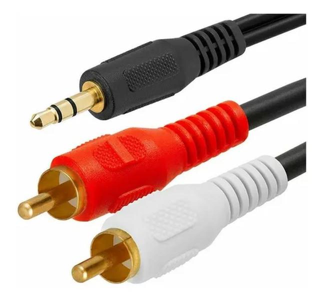 Imagem de Cabo P2 X 2 Rca Áudio Auxiliar Estereo 3,0 Metros Reforçado