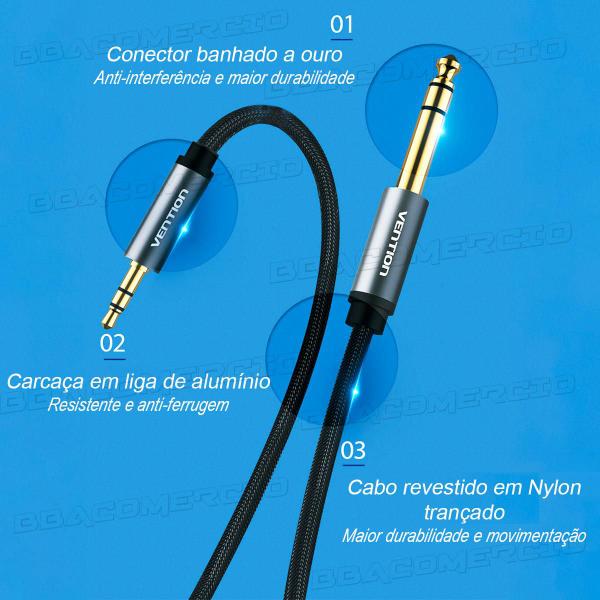 Imagem de Cabo P2 X P10 Profissional Banhado A Ouro Hifi 10m Estéreo