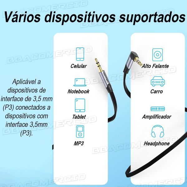 Imagem de Cabo P2x P2 Auxiliar 1 Metro Estéreo Aúdio Som 3,5mm Preto