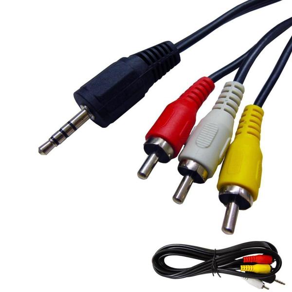 Cabo P3 Stereo Para 3 Rca Macho 1.3 Metros Preto 018-0027 - PIX Imagem de Cabo P3 Stereo Para 3 Rca Macho 1.3 Metros Preto 018-0027