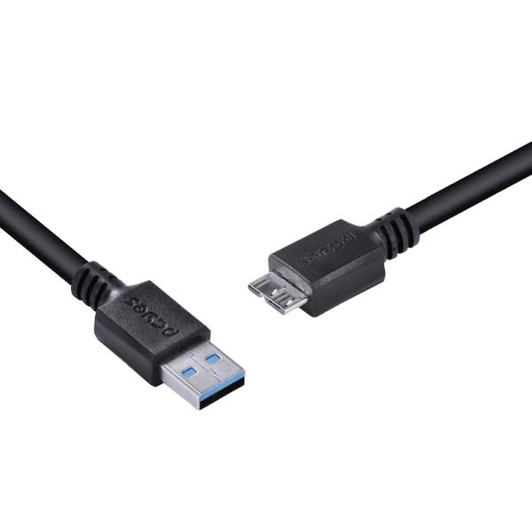 Cabo para HD Externo USB a 3.0 Macho para Micro USB B 3.0 (10 Pinos) Macho 28AWG Puro Cobre 5 Metros - PUAMCM3-5 - PCYES Imagem de Cabo para HD Externo USB a 3.0 Macho para Micro USB B 3.0 (10 Pinos) Macho 28AWG Puro Cobre 5 Metros - PUAMCM3-5