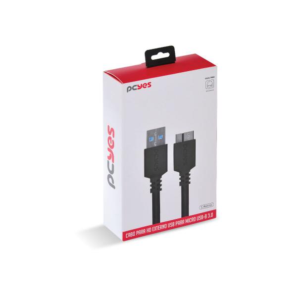 Cabo para HD Externo USB a 3.0 Macho para Micro USB B 3.0 (10 Pinos) Macho 28AWG Puro Cobre 5 Metros - PUAMCM3-5 - PCYES Imagem de Cabo para HD Externo USB a 3.0 Macho para Micro USB B 3.0 (10 Pinos) Macho 28AWG Puro Cobre 5 Metros - PUAMCM3-5