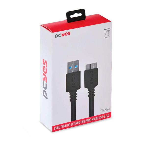 Imagem de Cabo Para Hd Externo Usb Para Micro Usb-B 3.0 Pcyes 2 Metros