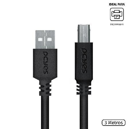 Cabo Para Impressora Usb A 2.0 Macho Para Usb B 2.0 Macho 28awg Puro Cobre 3 Metros - Puabm2-3 - PCYES Imagem de Cabo Para Impressora Usb A 2.0 Macho Para Usb B 2.0 Macho 28awg Puro Cobre 3 Metros - Puabm2-3