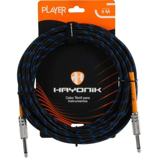 Imagem de Cabo Para Instrumentos Player P10 Textil 5m Preto/Azul Hayonik