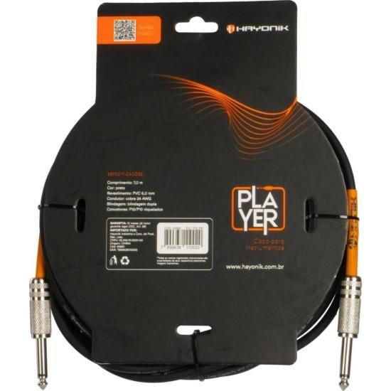 Imagem de Cabo Para Instrumentos Player P10 x P10 7m Preto Hayonik