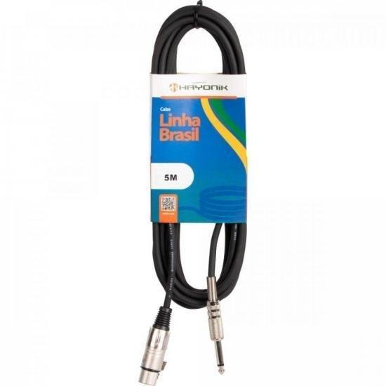 Imagem de Cabo para Microfone Linha BRASIL XLR(F) X P10 5M Preto HAYONIK F003