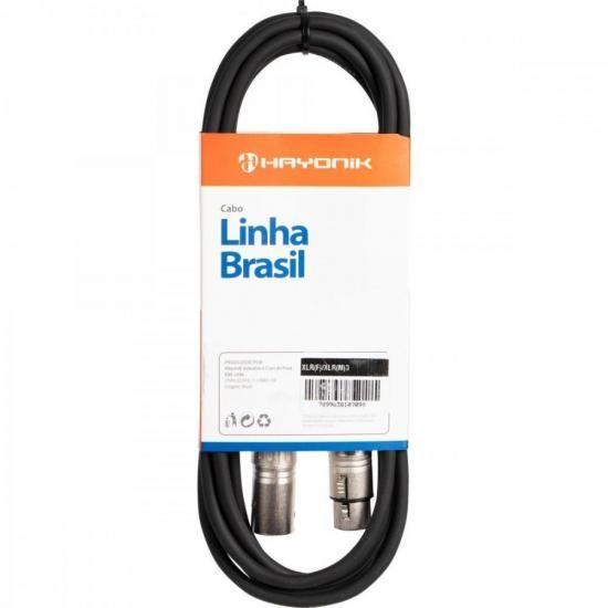 Imagem de Cabo para Microfone Linha BRASIL XLR(F) X XLR(M) 1m Preto HAYONIK