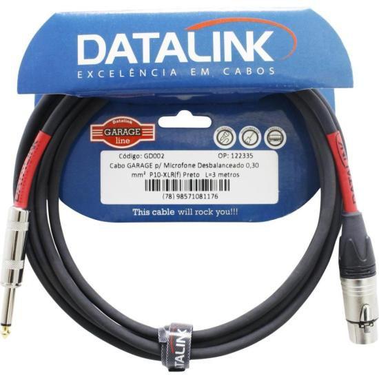 Imagem de Cabo Para Microfone P10 x XLR 3m Preto Datalink