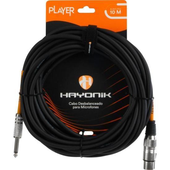 Cabo Para Microfone Player XLR(F) X P10 10m Preto Hayonik Imagem de Cabo Para Microfone Player XLR(F) X P10 10m Preto Hayonik