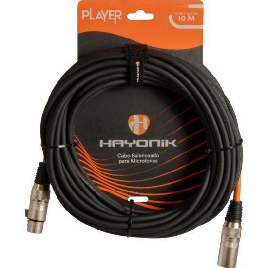 Imagem de Cabo Para Microfone Player Xlr(F) X Xlr(M) 10M Preto Hayonik