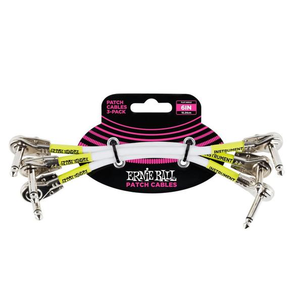 Cabo Pedal Ernie Ball Branco 15,24 Cm Plug Flat L/L Pct C/3 Imagem de Cabo Pedal Ernie Ball Branco 15,24 Cm Plug Flat L/L Pct C/3