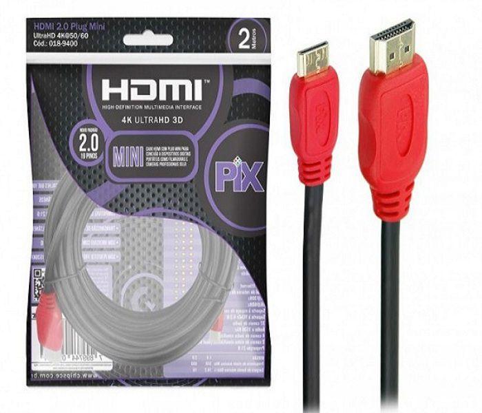 Imagem de Cabo Plug Mini Hdmi X Hdmi 2m 19 Pinos 2.0 4k Ultrahd 9400