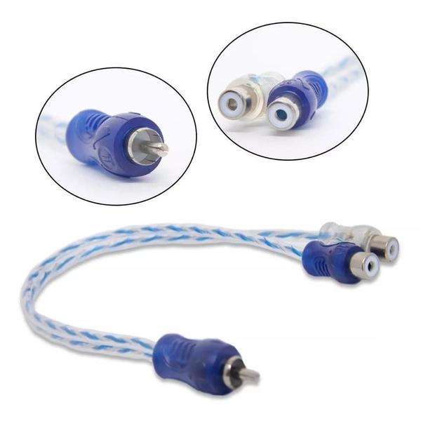 Imagem de Cabo Plug Rca Y 2 Femea Para 1 Macho injetado 4mm automotivo