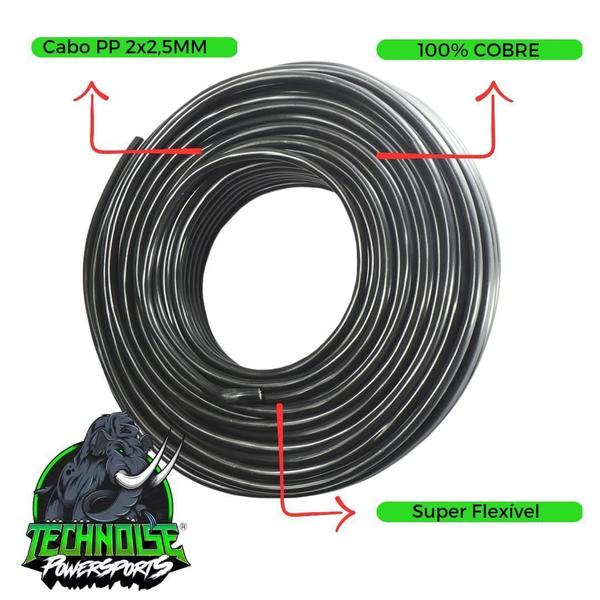 Cabo Pp 2 Vias 2,5Mm 2X2,5Mm Flexível Rolo 25Mts 100%Cobre - Technoise Imagem de Cabo Pp 2 Vias 2,5Mm 2X2,5Mm Flexível Rolo 25Mts 100%Cobre