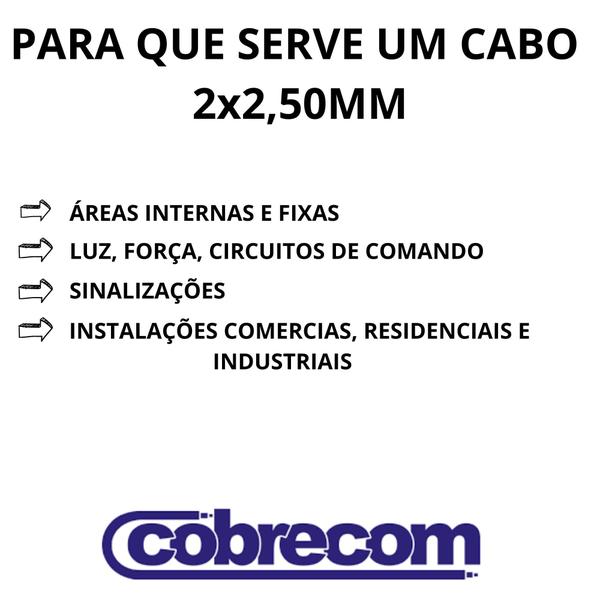 Cabo Pp 2 Vias Fio De Cobre 2x2,50mm Com 25 Metros - cobrecom Imagem de Cabo Pp 2 Vias Fio De Cobre 2x2,50mm Com 25 Metros