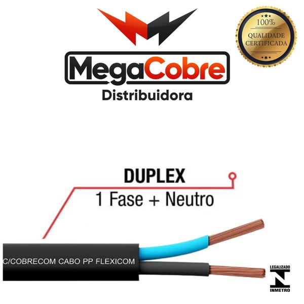 Cabo Pp 2 Vias Fio De Cobre 2x2,50mm Com 25 Metros - cobrecom Imagem de Cabo Pp 2 Vias Fio De Cobre 2x2,50mm Com 25 Metros