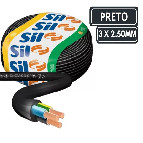 Imagem de Cabo Pp 3x2,5mm Preto Sil - 1 Metro