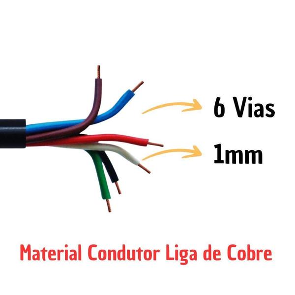 Imagem de Cabo Pp 6 Vias 1Mm Cobre Rolo Com 25 Metros Dni Hyb Pp 610