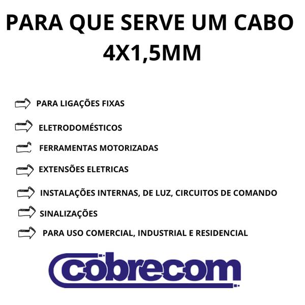 Cabo Pp eletrico extensor 4x1,50mm Com 30 Metros - cobrecom Imagem de Cabo Pp eletrico extensor 4x1,50mm Com 30 Metros