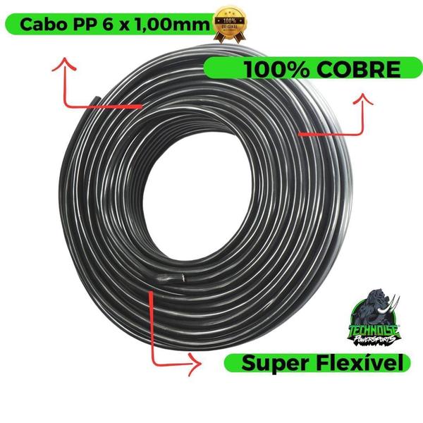 Imagem de Cabo Pp Flexivel 6 Vias ( 6 X 1Mm ) Rolo 25 Mts 100% Cobre