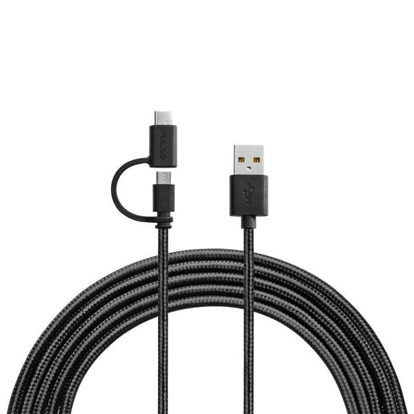 Imagem de Cabo Premium 2 em 1 Pulse WI415 Micro USB Tipo-C 1.5m