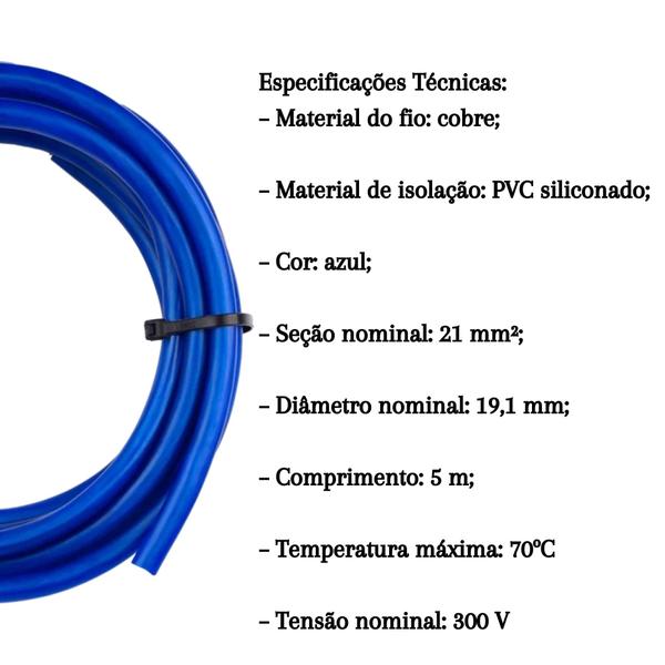 Cabo Premium 21mm² Siliconado Cartela de 5m Tensão Nominal 300V para Sistemas de Som Carros/Residências Permak - 72/C Imagem de Cabo Premium 21mm² Siliconado Cartela de 5m Tensão Nominal 300V para Sistemas de Som Carros/Residências Permak - 72/C