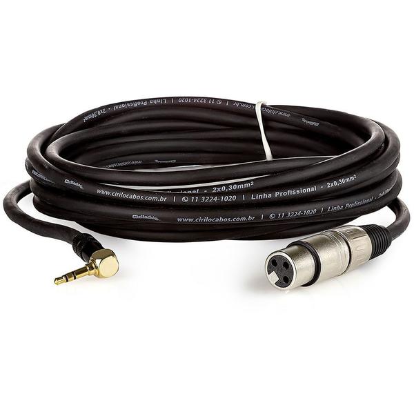 Imagem de Cabo Profissional XLR Fêmea para P2 90 Graus Estereo - 50 cm