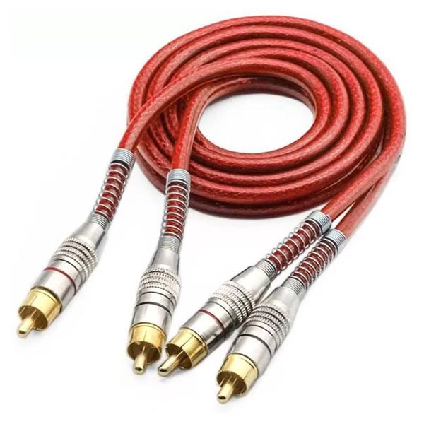 Imagem de Cabo RCA 1 Metro Dupla Blindagem 1m 5mm Vermelho Cobre Plug Metal - Svart Techone