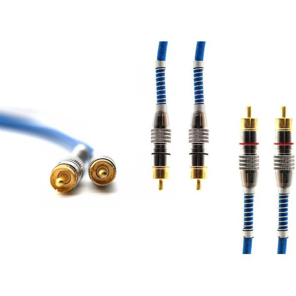 Imagem de Cabo RCA 1 Metro Dupla Blindagem 5mm Plug Metal Azul