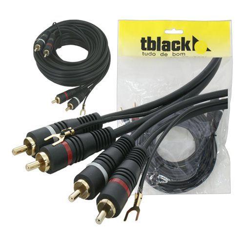 Imagem de Cabo Rca 5 Metros Automotivo Auxiliar Audio Som Tblack