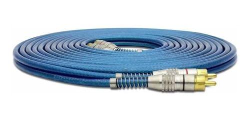 Imagem de Cabo Rca Blindado 5 Metros Plug Metal Tech One Azul 5mm