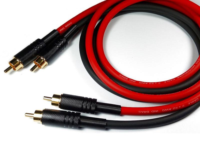Cabo RCA de áudio blindado banhado a ouro MDP P/V - 2,50 metros - Malha de Prata Imagem de Cabo RCA de áudio blindado banhado a ouro MDP P/V - 2,50 metros