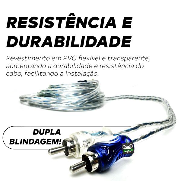 Imagem de Cabo Rca Injetado Blindado 5 Metro Dupla Blindagem 4mm Svart