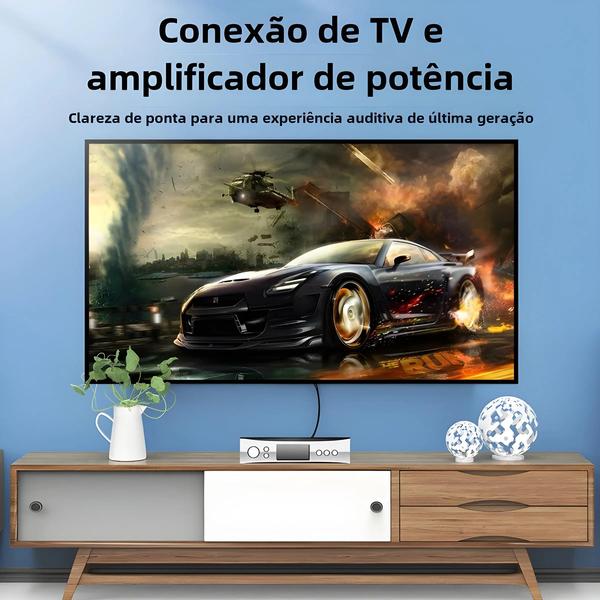 Imagem de Cabo Rca Para Rca Banhado A Ouro, Áudio Macho Para Macho Para Amplificador De Dvd De Home Theater Tv