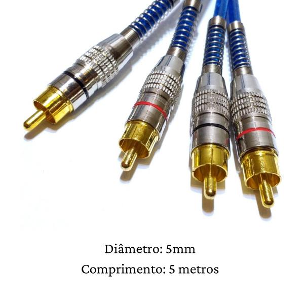 Imagem de Cabo Rca Prime Dupla Blindagem 5 Metros 5mm Azul 100% Cobre