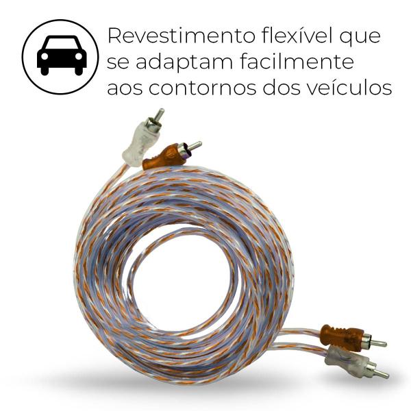 Imagem de Cabo Rca Svart Laranja/Prata Injetado Transparente 4mm 5m Alta Capacidade De Condução Isolamento Elétrico Tech One