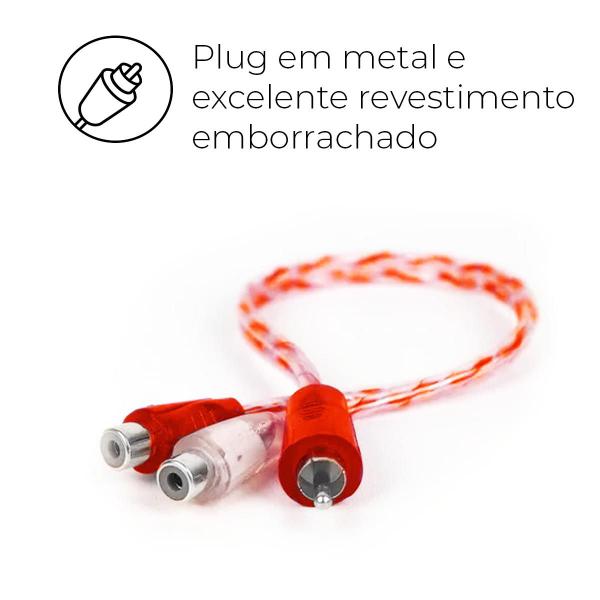 Imagem de Cabo Rca Svart Tech One Laranja Injetado 4mm Plug Em Metal Revestimento Pvc Flexível E Transparente Dupla Blindagem